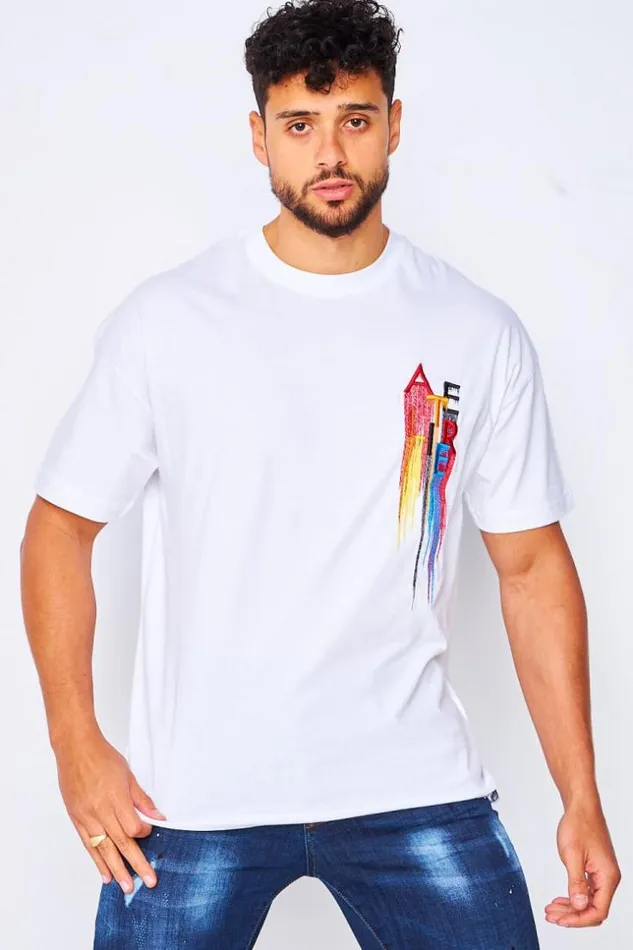 Men Atelier Embroidered TShirt In White White Brentiny Paris TShirts