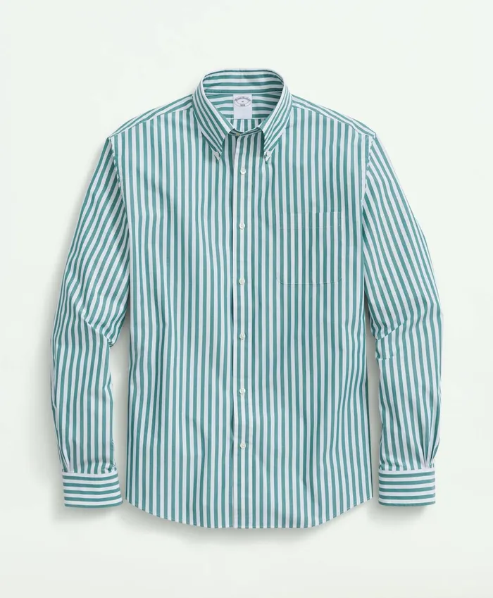 Men Big and Tall Friday Shirt Poplin Butcher Striped Green Brooks Brothers Sport Shirts Men Big and Tall Friday Shirt Poplin Butcher Striped Green Brooks Brothers Sport Shirts