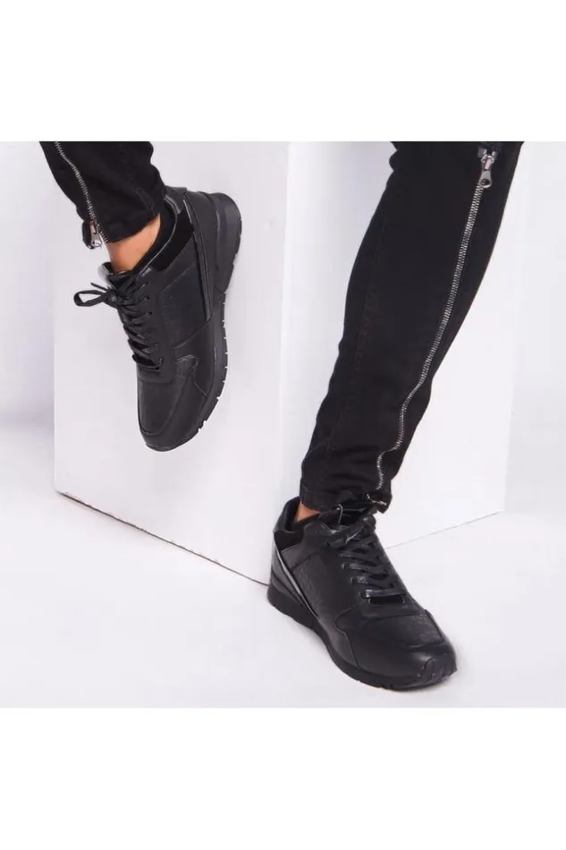 Men Black DualMaterial Sneakers Brentiny Paris Sneakers