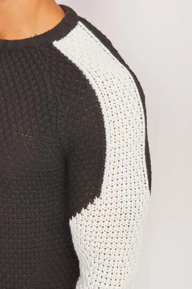 Men Black White TwoTone Knit Sweater Brentiny Paris Sweatshirts and Pullovers Men Black White TwoTone Knit Sweater Brentiny Paris Sweatshirts and Pullovers