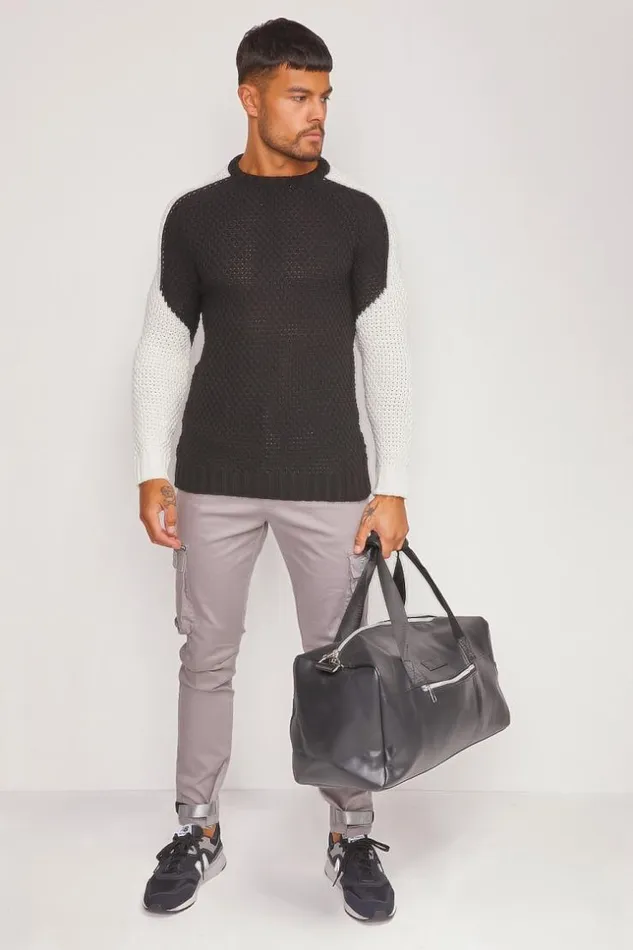 Men Black White TwoTone Knit Sweater Brentiny Paris Sweatshirts and Pullovers Men Black White TwoTone Knit Sweater Brentiny Paris Sweatshirts and Pullovers
