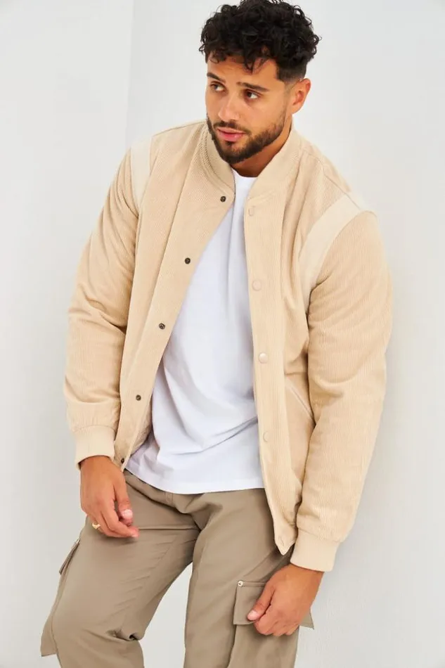 Men Bomber Beige En Velours Ctel Beige Brentiny Paris Jackets