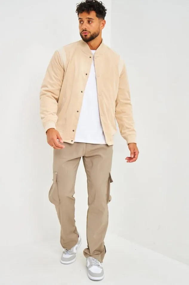 Men Bomber Beige En Velours Ctel Beige Brentiny Paris Jackets