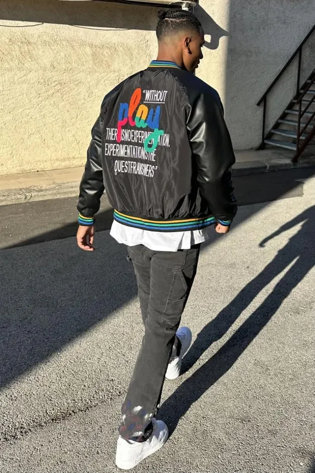 Men Bomber BiMatire Noire Inscription Black Brentiny Paris Jackets