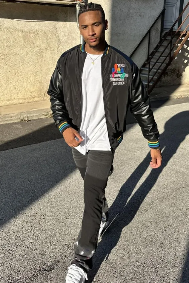 Men Bomber BiMatire Noire Inscription Black Brentiny Paris Jackets
