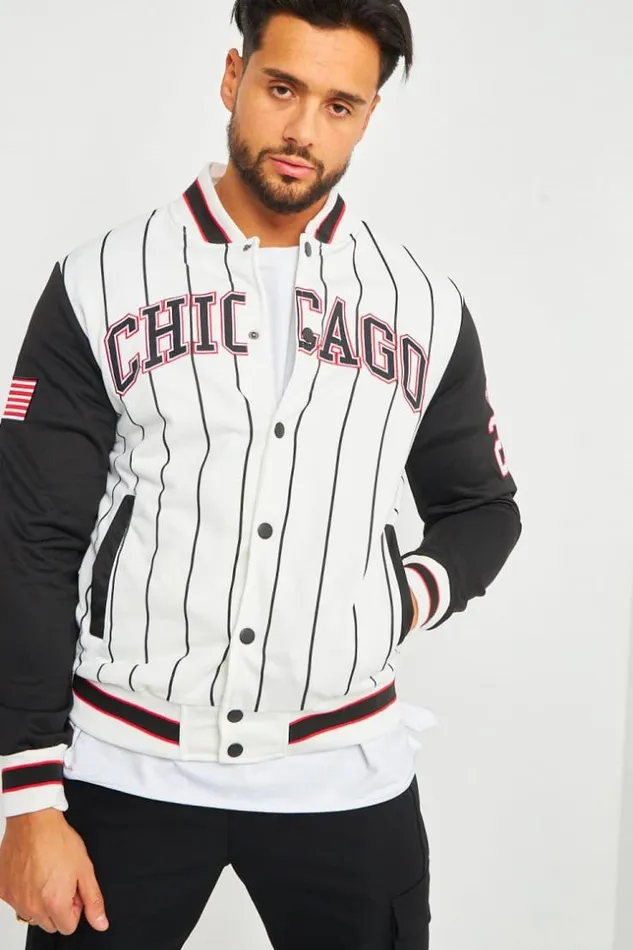 Men Bomber Chicago Blanc Rayures White Brentiny Paris Jackets