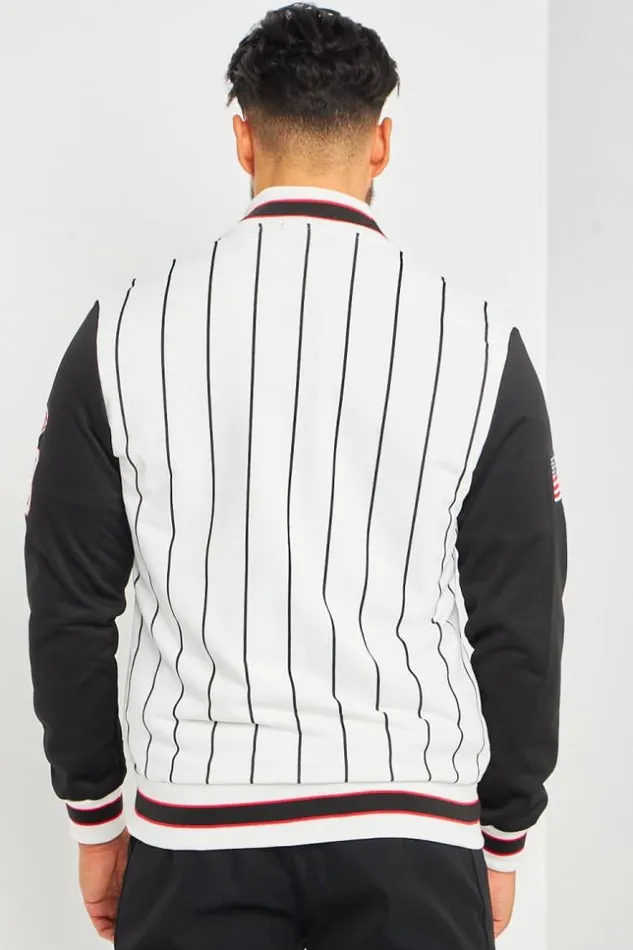 Men Bomber Chicago Blanc Rayures White Brentiny Paris Jackets