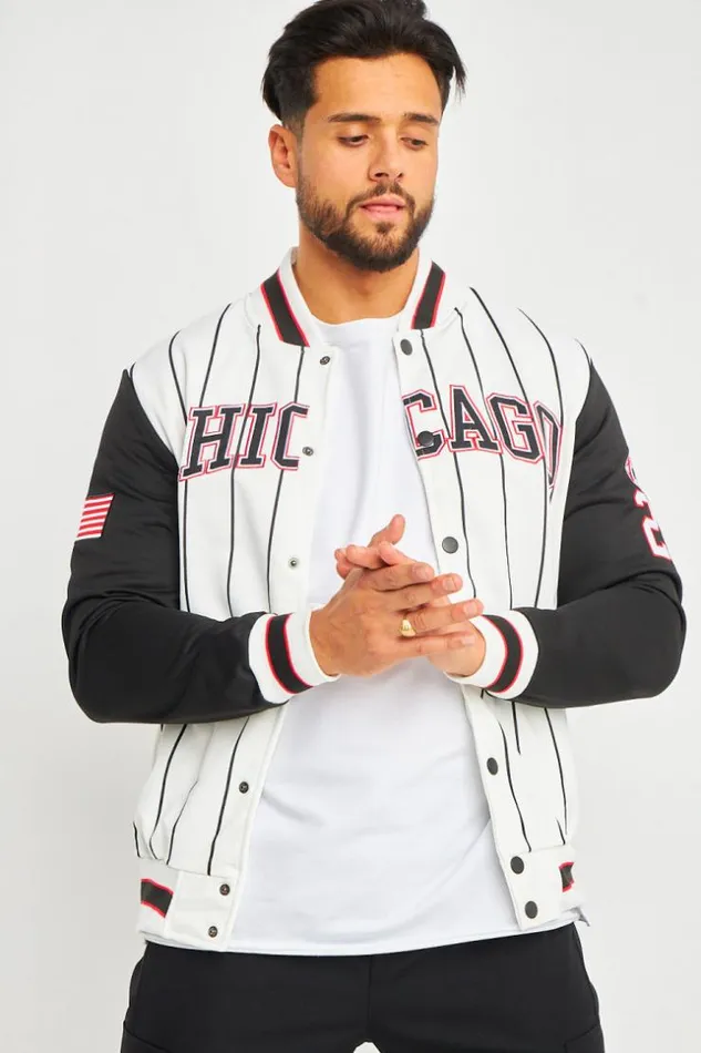 Men Bomber Chicago Blanc Rayures White Brentiny Paris Jackets