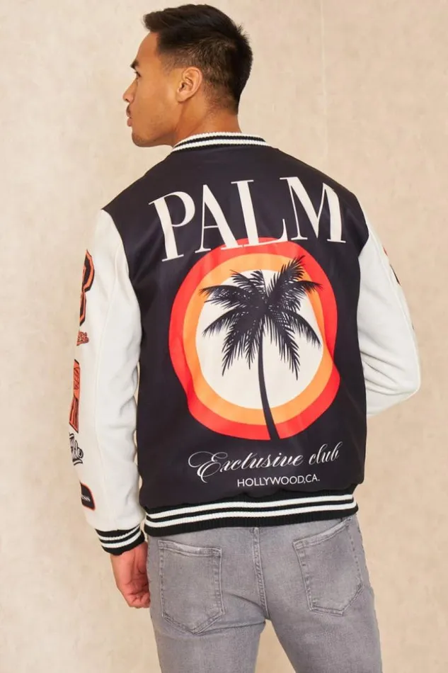 Men Bomber Universitaire Noir Et Blanc Logos Orange Black Brentiny Paris Jackets Men Bomber Universitaire Noir Et Blanc Logos Orange Black Brentiny Paris Jackets