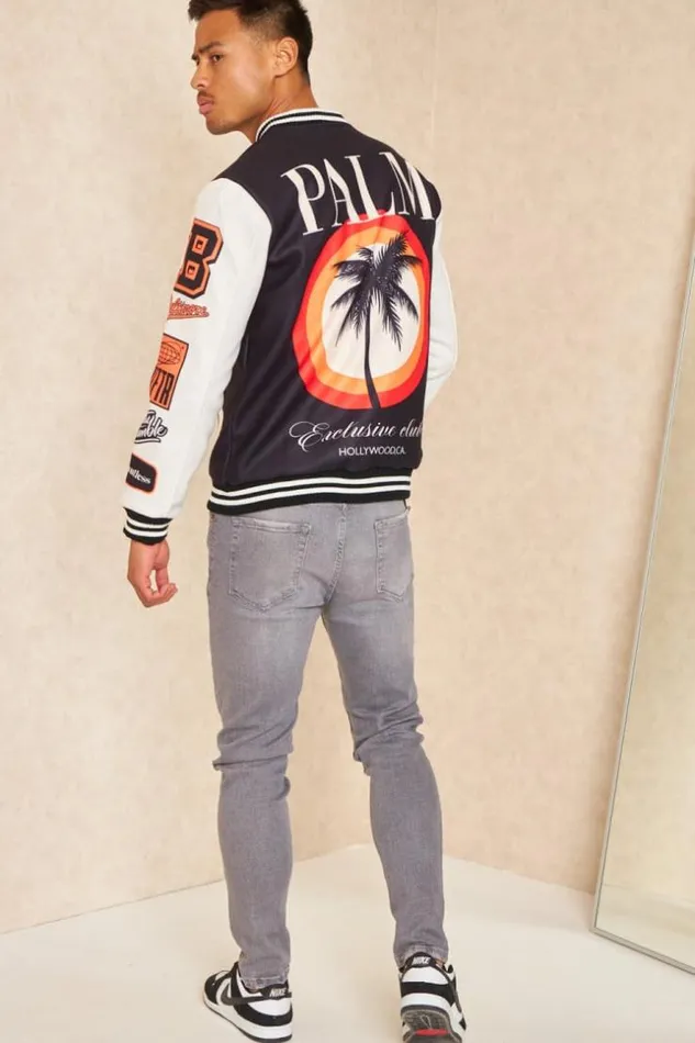 Men Bomber Universitaire Noir Et Blanc Logos Orange Black Brentiny Paris Jackets Men Bomber Universitaire Noir Et Blanc Logos Orange Black Brentiny Paris Jackets