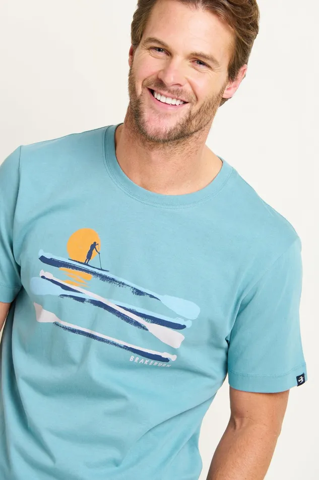 Men Brakeburn TShirts Blue Paddleboard Graphic Tee