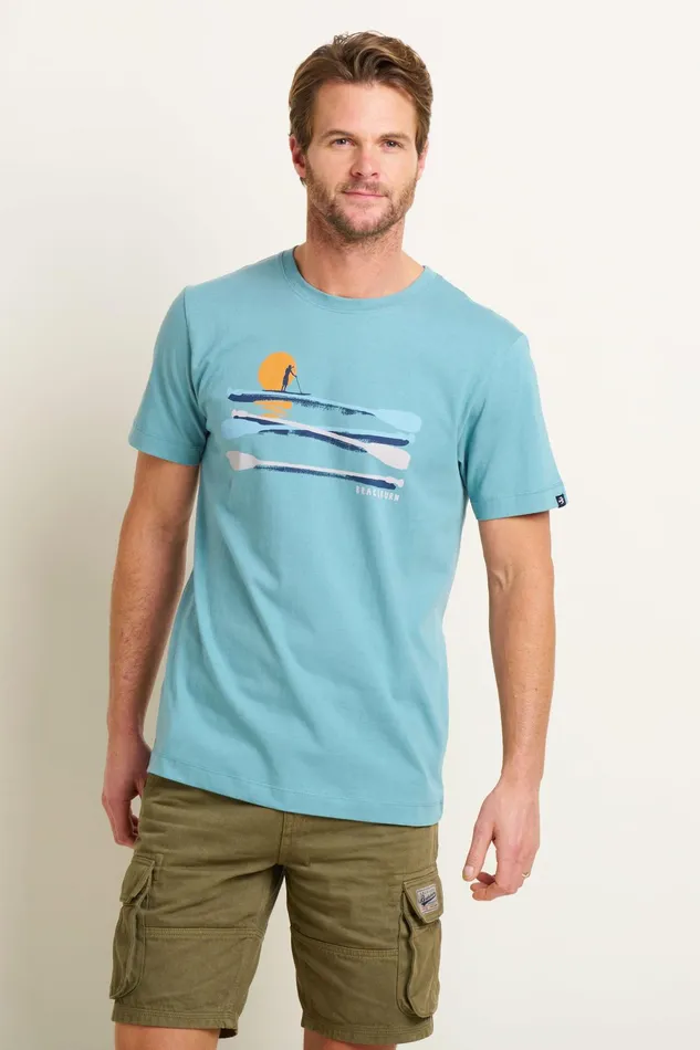 Men Brakeburn TShirts Blue Paddleboard Graphic Tee