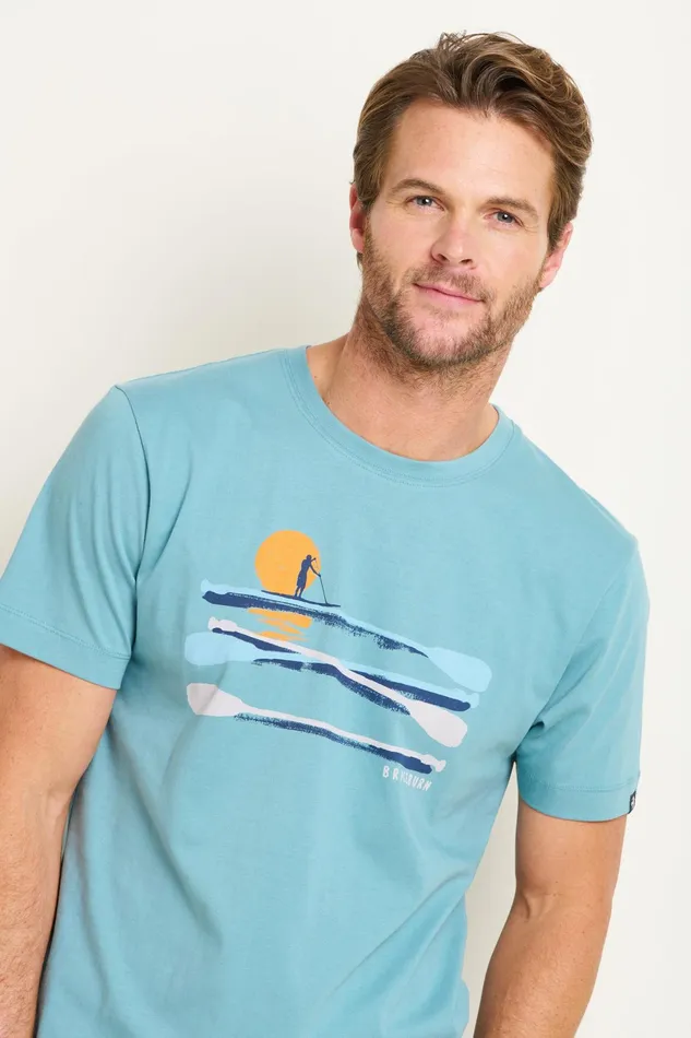 Men Brakeburn TShirts Blue Paddleboard Graphic Tee