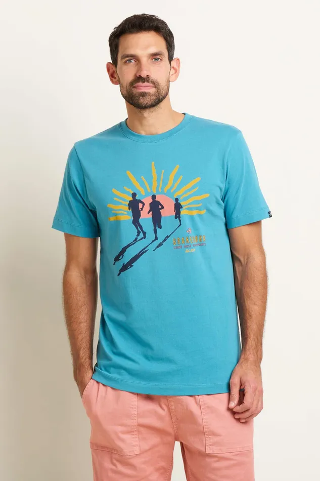 Men Brakeburn TShirts Blue Runners Graphic Tee