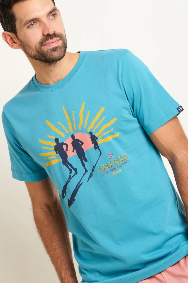 Men Brakeburn TShirts Blue Runners Graphic Tee