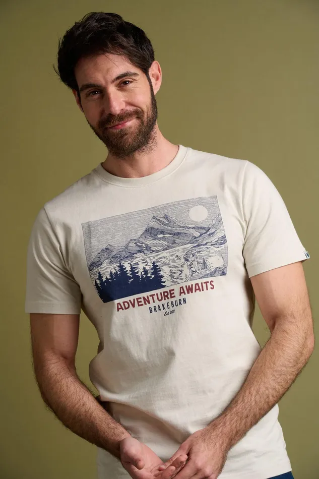 Men Brakeburn TShirts Cream Adventure Awaits Graphic Tshirt