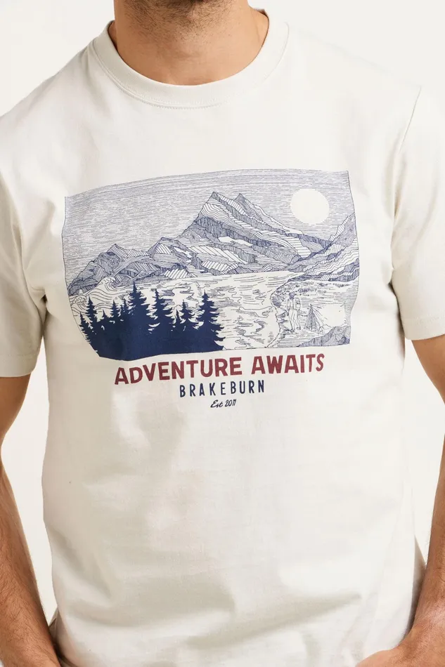 Men Brakeburn TShirts Cream Adventure Awaits Graphic Tshirt
