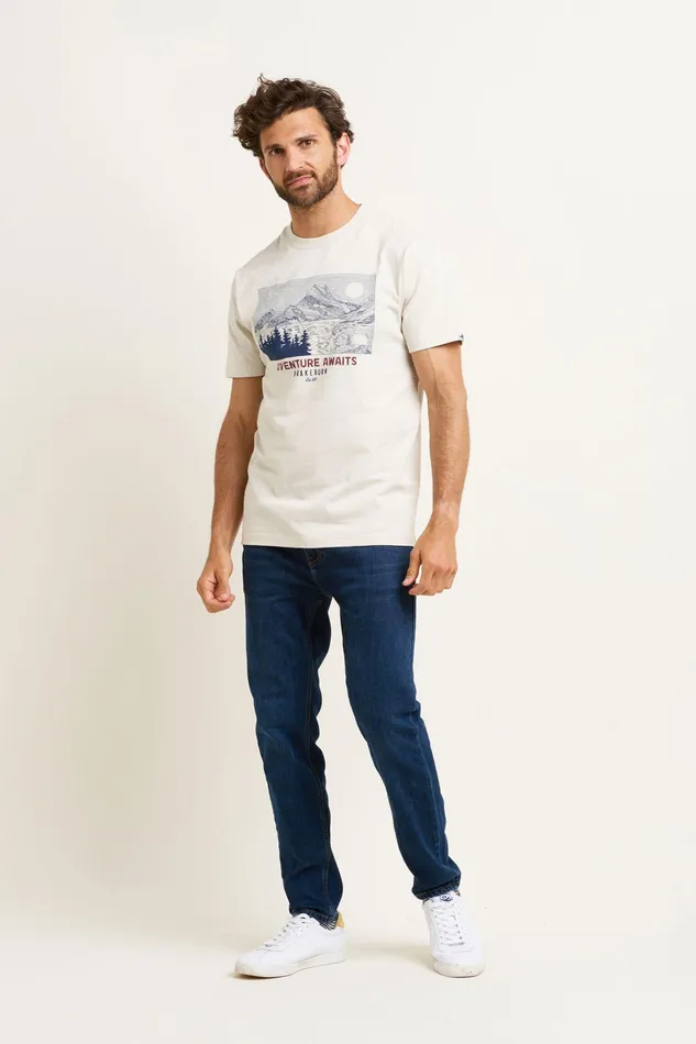 Men Brakeburn TShirts Cream Adventure Awaits Graphic Tshirt