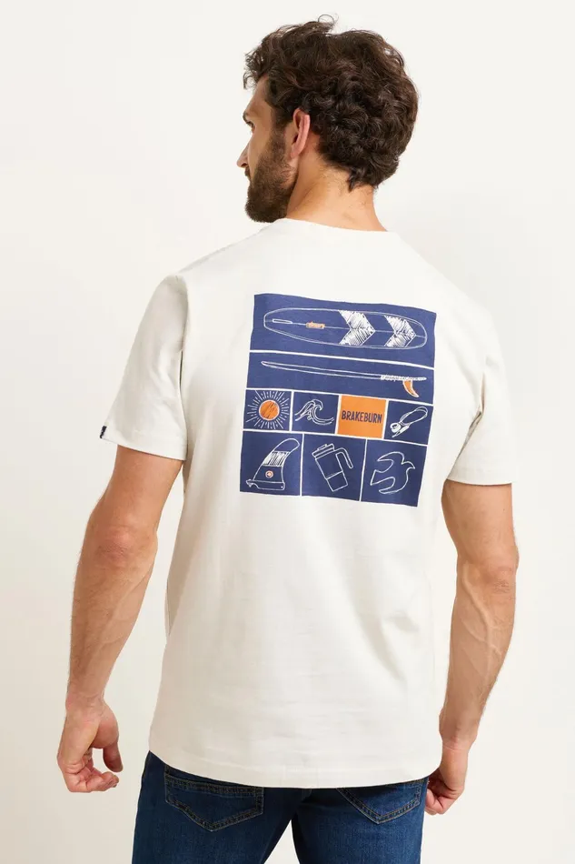 Men Brakeburn TShirts Cream Surf Essentials Graphic Tshirt