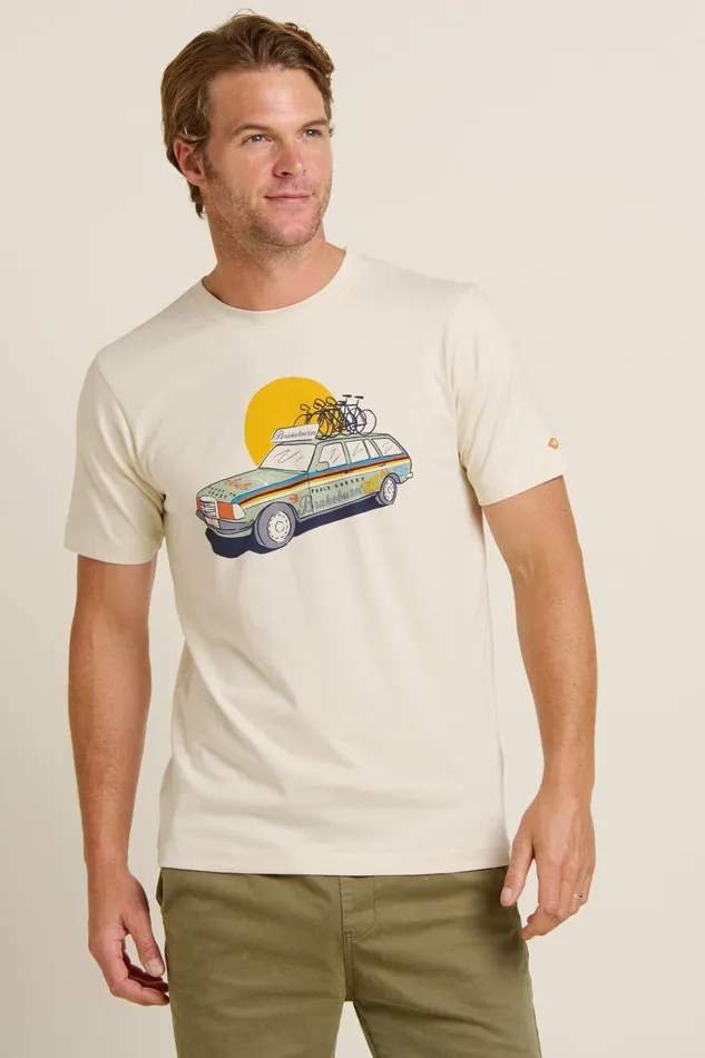 Men Brakeburn TShirts Ecru Support Car Tee
