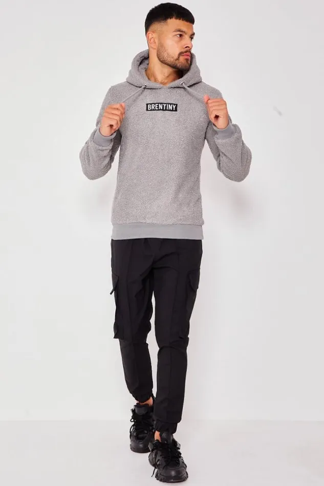 Men Brentiny Hooded Faux Shearling Jacket In Grey Grey Brentiny Paris Sweatshirts and Pullovers