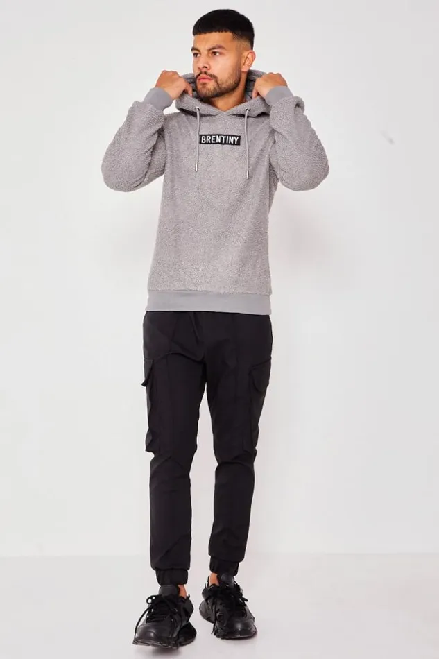 Men Brentiny Hooded Faux Shearling Jacket In Grey Grey Brentiny Paris Sweatshirts and Pullovers