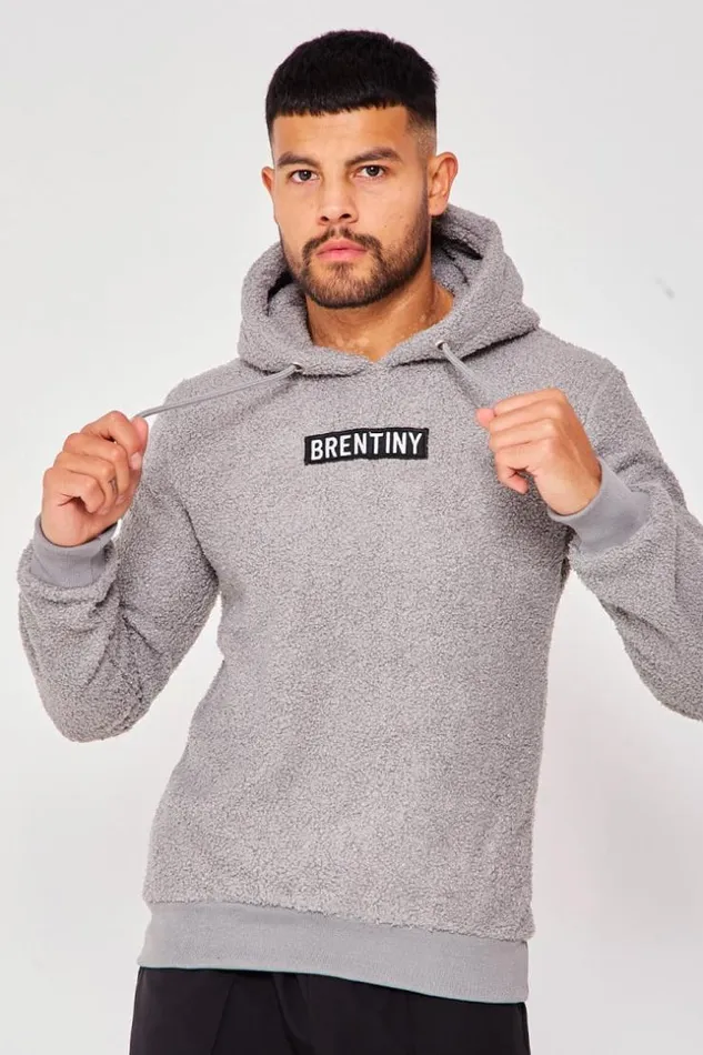 Men Brentiny Hooded Faux Shearling Jacket In Grey Grey Brentiny Paris Sweatshirts and Pullovers
