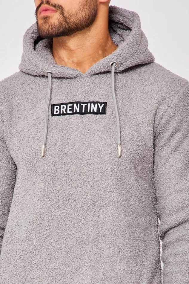 Men Brentiny Hooded Faux Shearling Jacket In Grey Grey Brentiny Paris Sweatshirts and Pullovers