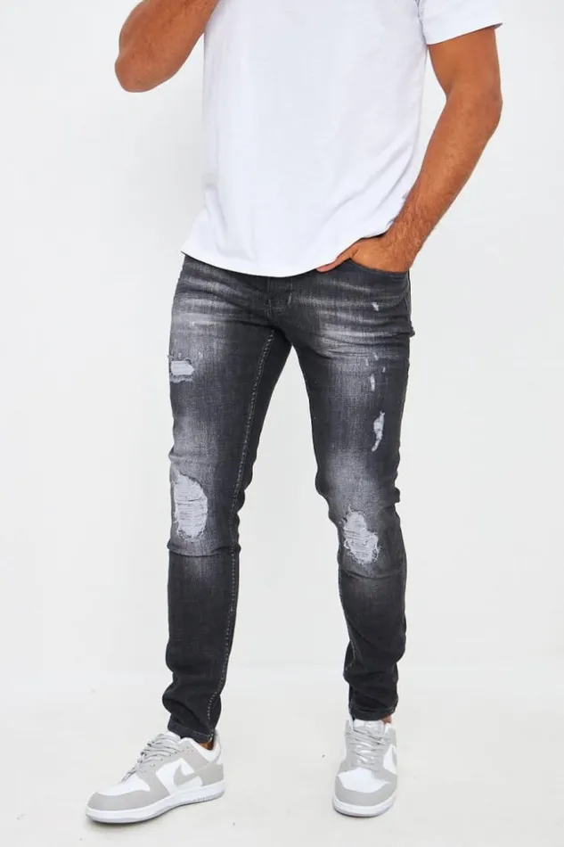 Men Brentiny Ripped Jeans In Black Black Brentiny Paris Jeans