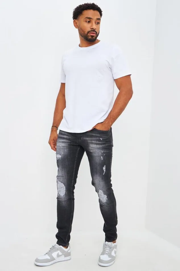 Men Brentiny Ripped Jeans In Black Black Brentiny Paris Jeans