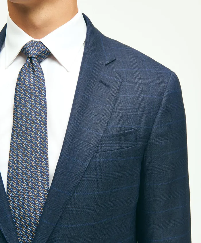 Men Brooks Brothers Explorer Collection Classic Fit Wool Windowpane Suit Jacket Navy Brooks Brothers Suits