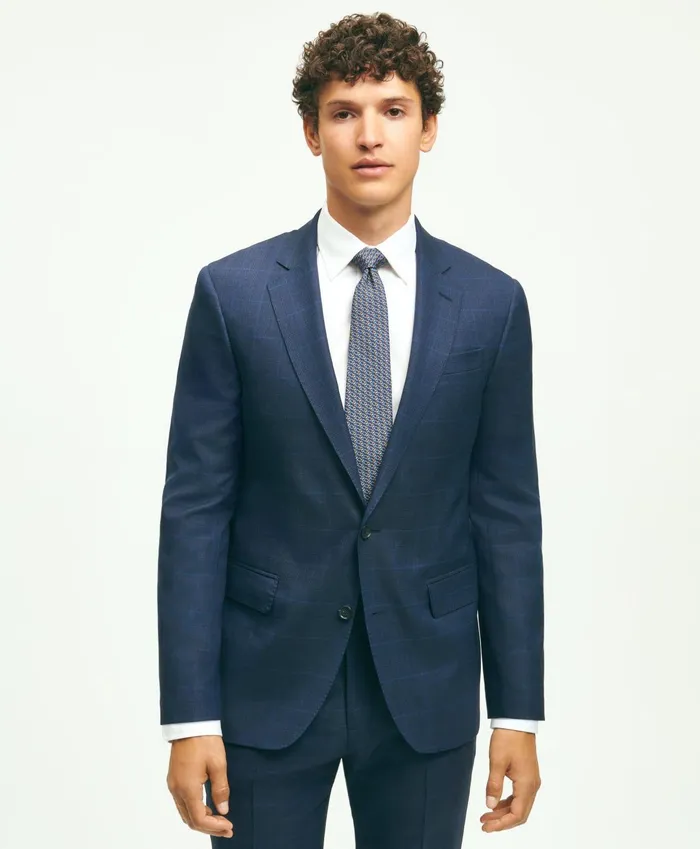Men Brooks Brothers Explorer Collection Classic Fit Wool Windowpane Suit Jacket Navy Brooks Brothers Suits