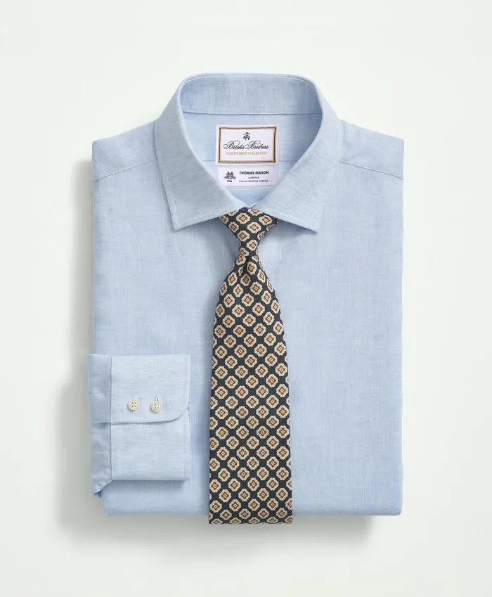 Men Brooks Brothers X Thomas Mason Linen Poplin English Spread Collar Light Blue Brooks Brothers Dress Shirts Men Brooks Brothers X Thomas Mason Linen Poplin English Spread Collar Light Blue Brooks Brothers Dress Shirts
