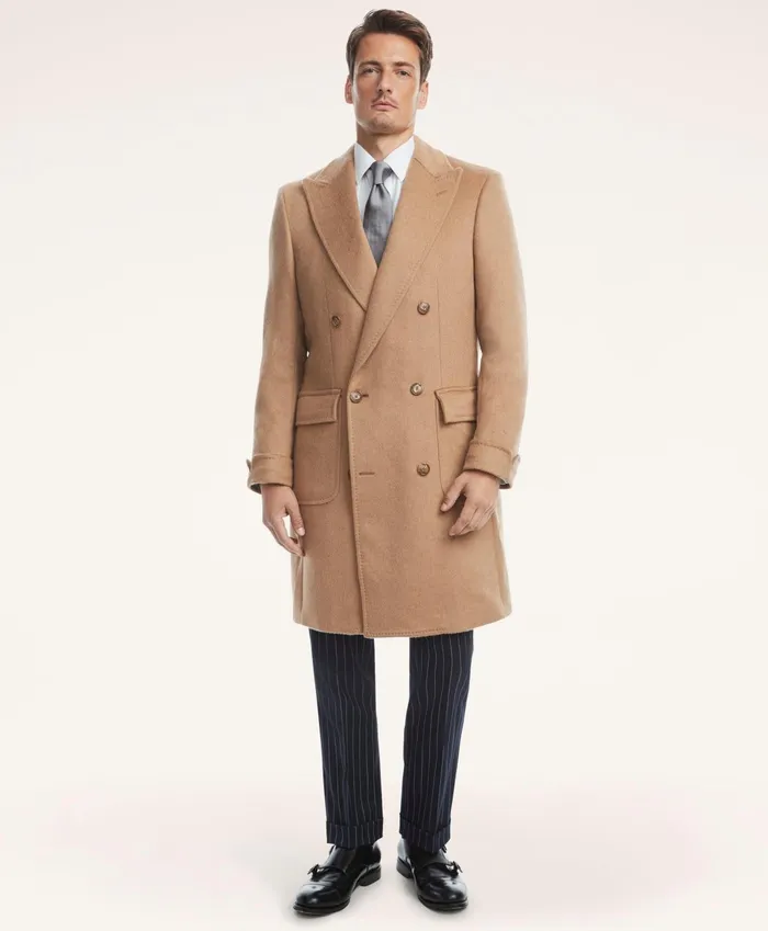 Men Camel Hair Peak Lapel Coat Brown Brooks Brothers Coats and Jackets