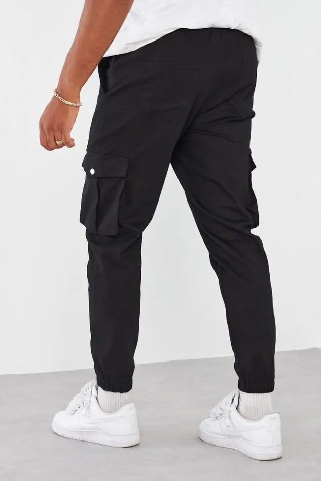 Men Cargo Joggers In Black Black Brentiny Paris Pants