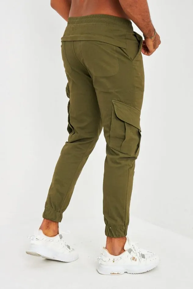 Men Cargo Joggers In Khaki Green Brentiny Paris Pants