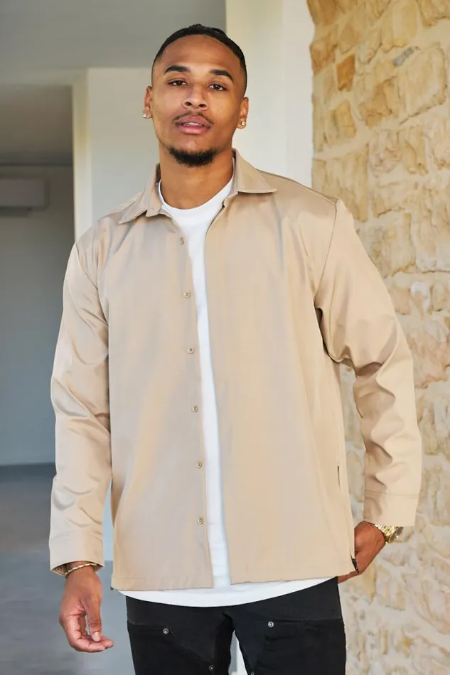 Men Chemise Beige Large Texture Beige Brentiny Paris Shirts