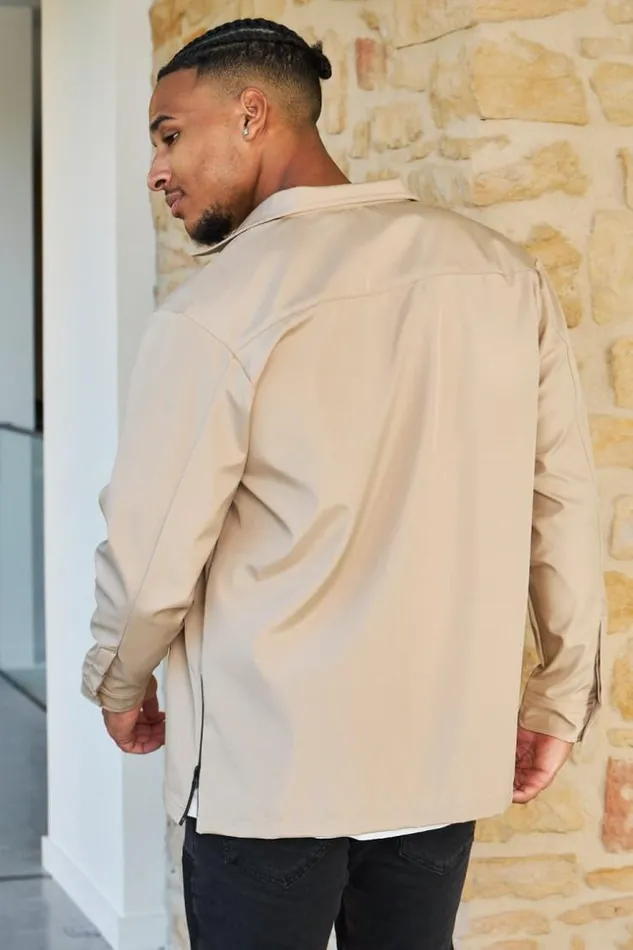 Men Chemise Beige Large Texture Beige Brentiny Paris Shirts