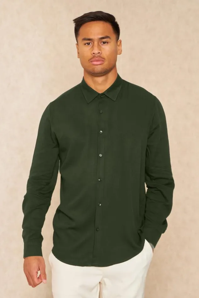 Men Chemise Fluide Manches Longues Kaki Khaki Brentiny Paris Shirts