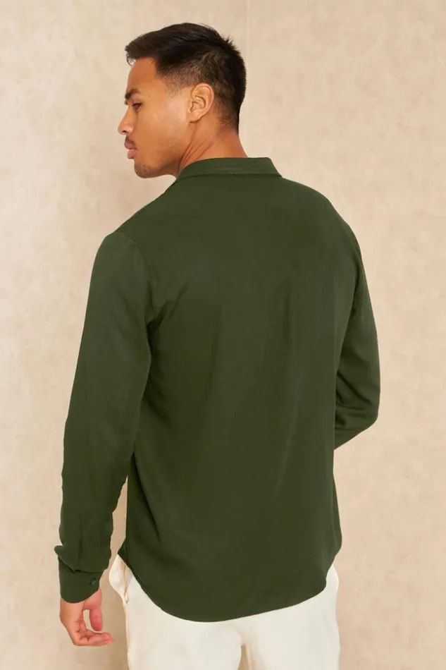 Men Chemise Fluide Manches Longues Kaki Khaki Brentiny Paris Shirts