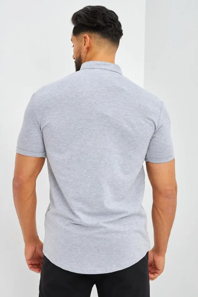 Men Chemise Grise Col Officier Brentiny Grey Brentiny Paris Shirts