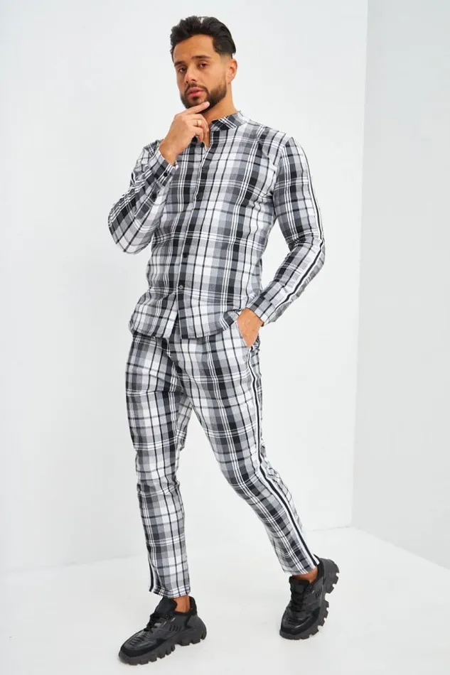 Men Chemise Noire Carreaux Blancs Black Brentiny Paris Shirts