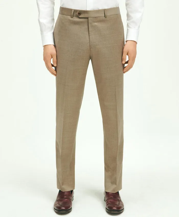 Men Classic Fit Wool 1818 Dress Pants Tan Brooks Brothers Dress Pants