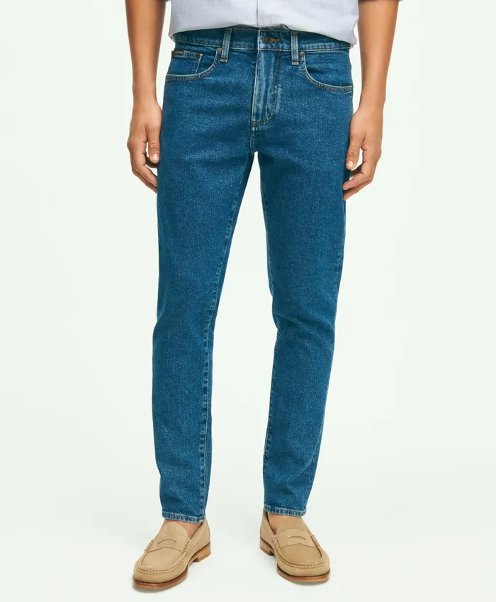 Men Classic Slim Fit Denim Jeans Medium Blue Brooks Brothers Chinos and Casual Pants