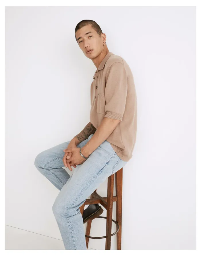 Men Corridor Knit Slouchy Polo Shirt Cuban Sand Madewell Shirts Men Corridor Knit Slouchy Polo Shirt Cuban Sand Madewell Shirts