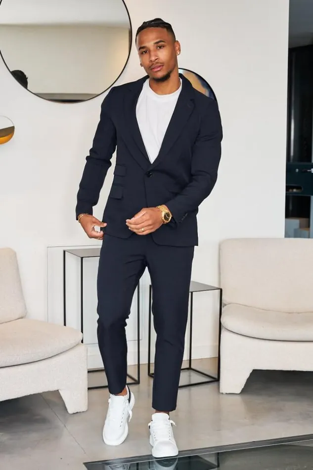 Men Costume 2 Pices Blazer Pantalon Bleu Blue Brentiny Paris Suit