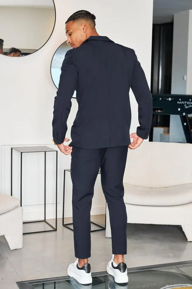 Men Costume 2 Pices Blazer Pantalon Bleu Blue Brentiny Paris Suit