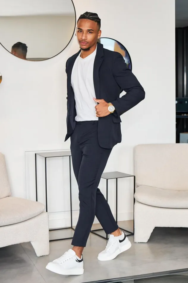 Men Costume 2 Pices Blazer Pantalon Bleu Blue Brentiny Paris Suit