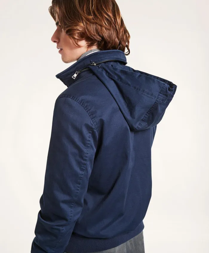 Men Cotton Bomber Jacket Navy Brooks Brothers Coats and Jackets