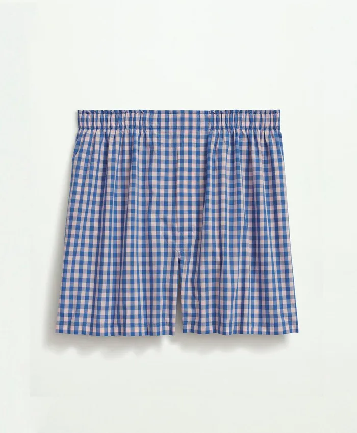 Men Cotton Broadcloth Gingham Boxers Pink Brooks Brothers Underwear